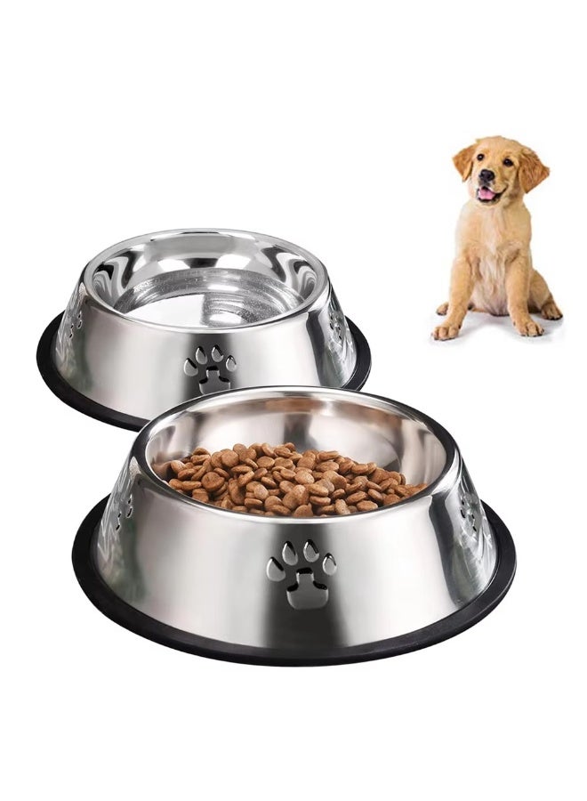 Queens Pack of 2 Stylish Stainless Steel Dog Bowls - Rust-Resistant, Easy to Clean, and Perfect for Hygienic Feeding of Your Canine Companion - Image 2